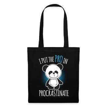 Panda Procrastinate Deferring Lazy Joke Gift - Tote Bag - black - Front