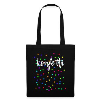 Konfetti Fasching Karneval Bunt - Stoffbeutel - Schwarz - Vorne