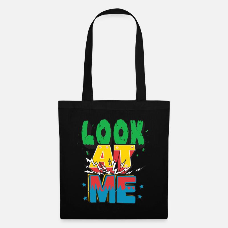 Look at me T-Shirt mit coolem Design - Stoffbeutel - Schwarz