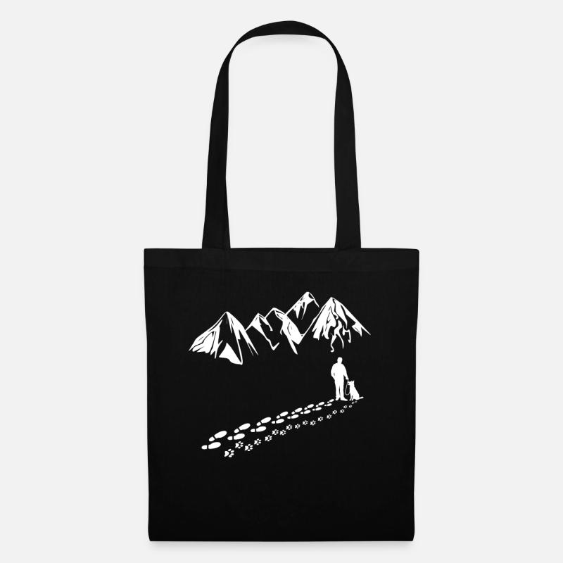 Dog Man Mountain Pfote Gassi Shirt - Stoffbeutel - Schwarz