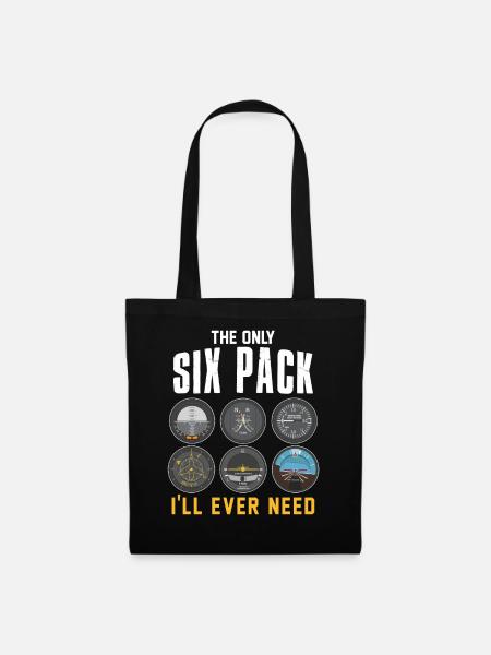 Six Pack Pilot Flugzeug - Stoffbeutel - Schwarz