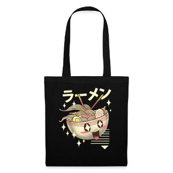 Bol de nouilles Kawaii Ramen - Sac en tissu - noir - Devant