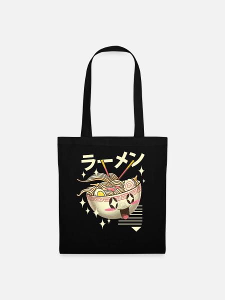 Kawaii Ramen Nudeln Bowl - Stoffbeutel - Schwarz