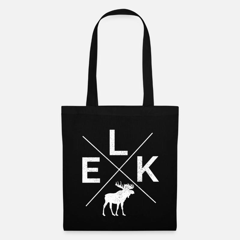 ELK Elch Rentier Wildtier Silhouette Geschenk - Stoffbeutel - Schwarz