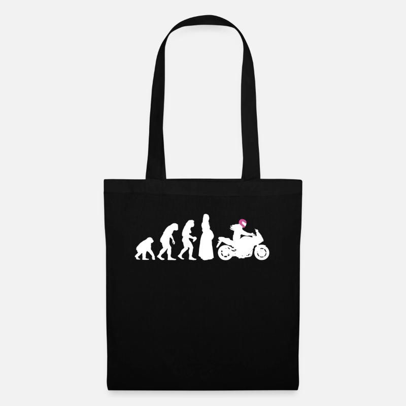 Motorrad Evolution Damen Motorräder Biker Geschenk - Stoffbeutel - Schwarz