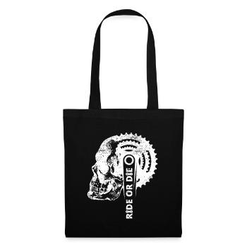 Ride or die Totenkopf Zahnkranz Pedale Fahrrad MTB - Stoffbeutel - Schwarz - Vorne