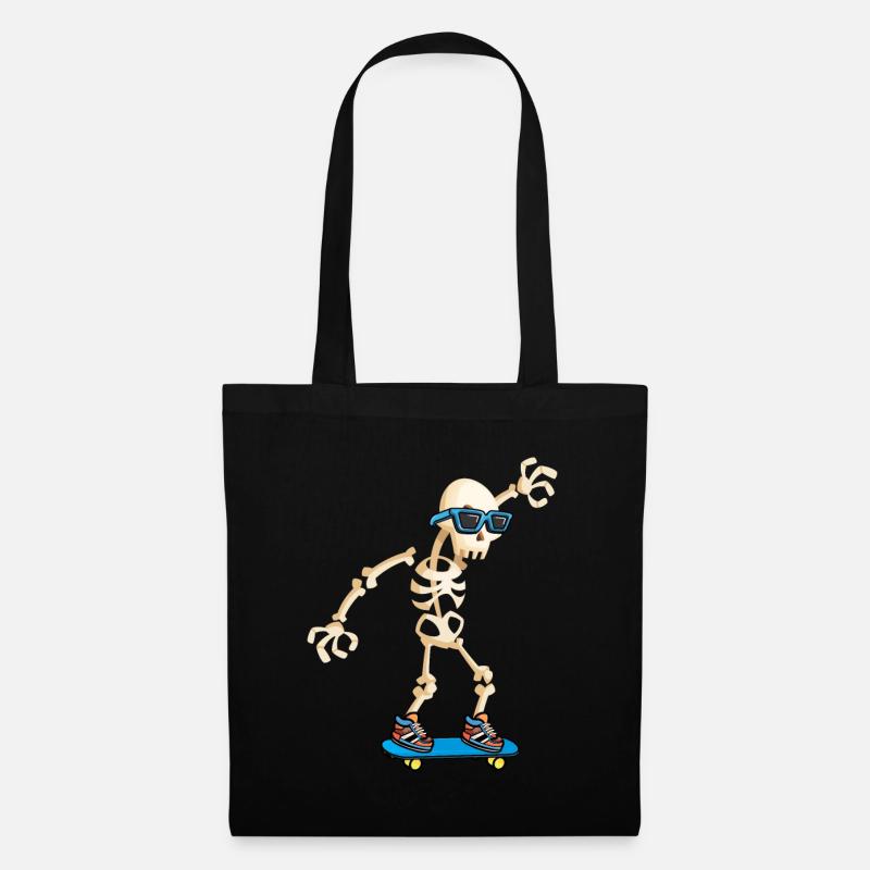Skateboarder Skateboard Skelett - Stoffbeutel - Schwarz