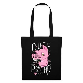 Mignon mais psychopathe. chat rose chat fou fou - Sac en tissu - noir - Devant