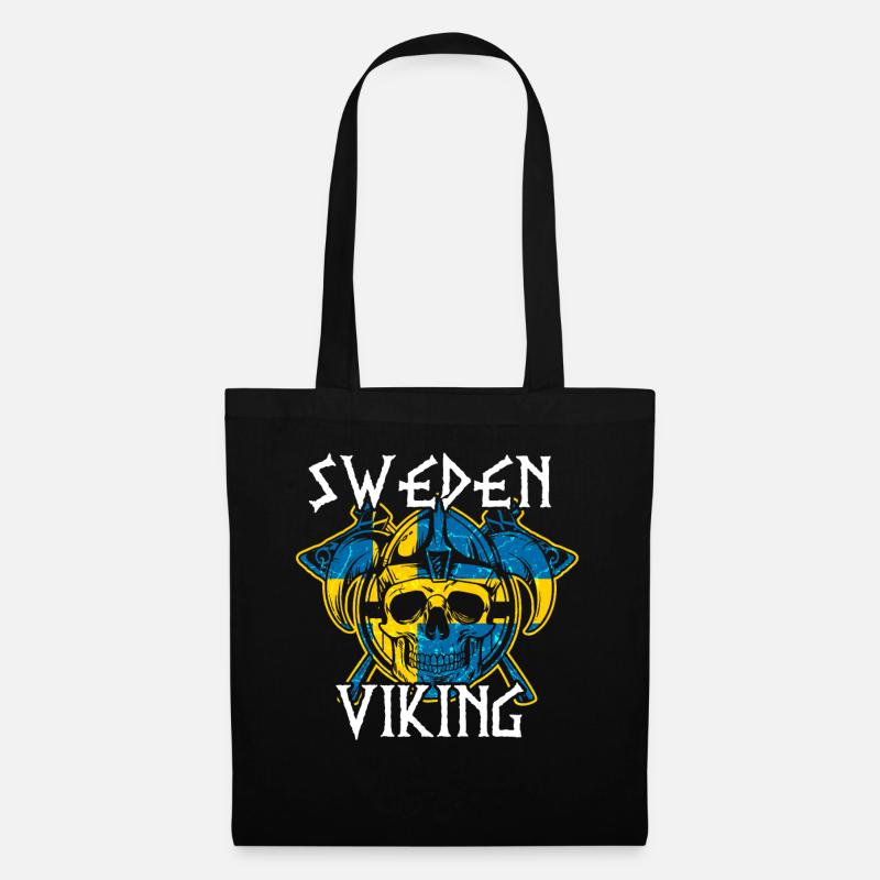 Schweden Sverige Wikinger Flagge Skandinavie - Stoffbeutel - Schwarz