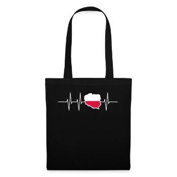 Drapeau de la Pologne cadeau Home battement de coeur Patriot - Sac en tissu - noir - Devant