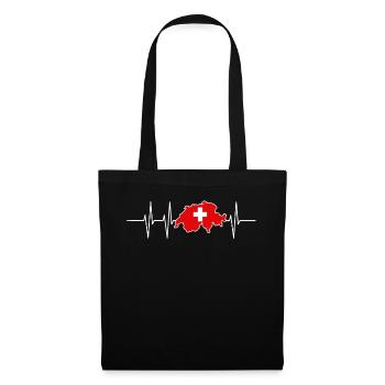 Heartbeat Switzerland gift home pulse proud - Tote Bag - black - Front