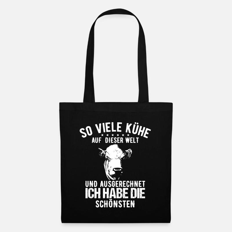 Landwirt Bauer Traktor Kühe Sprüche T-Shirt - Stoffbeutel - Schwarz