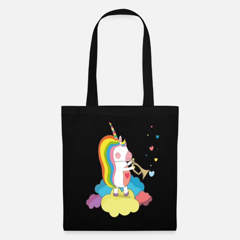 Einhorn Trompete Musik - Stoffbeutel - Schwarz