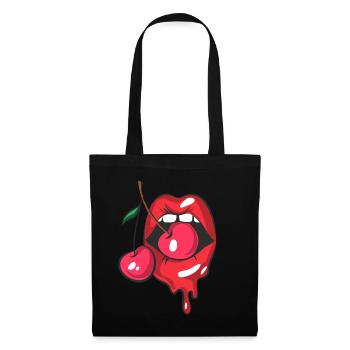 Red lips and two cherries - Tote Bag - black - Front