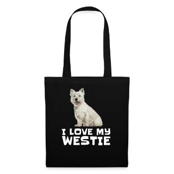 Ich liebe mein Westie - West Highland Terrier - Stoffbeutel - Schwarz - Vorne