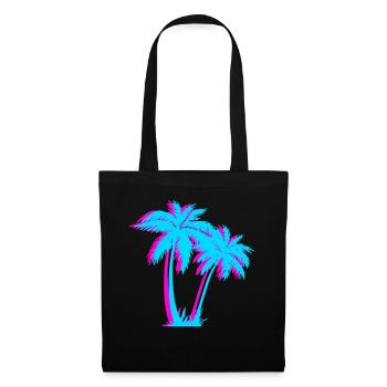 Beach Vaporwave Palm Tree Gift Aesthetic Tropical - Tote Bag - black - Front
