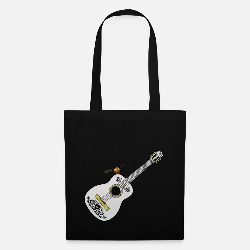 Coole Stillvolle weiße Gitarre Geschenkidee - Stoffbeutel - Schwarz