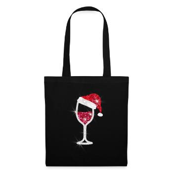 Verre à vin pailleté effets de lumière vin rouge vin chaud - Sac en tissu - noir - Devant