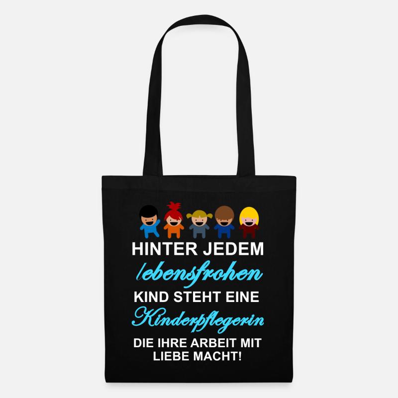 Kinderpflegerin Spruch Design - Stoffbeutel - Schwarz