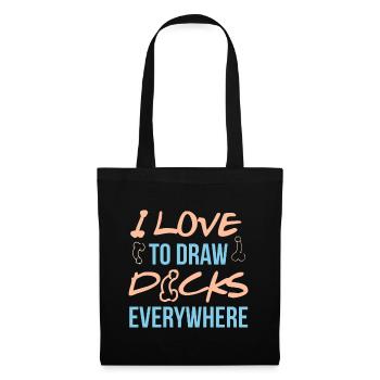J'aime dessiner des bites partout - Sac en tissu - noir - Devant