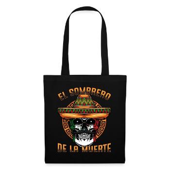 Mexikanisch Totenkopf Mexiko Sombrero Geschenkidee - Stoffbeutel - Schwarz - Vorne