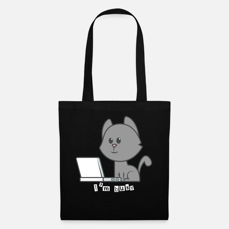 Katze Laptop - Stoffbeutel - Schwarz
