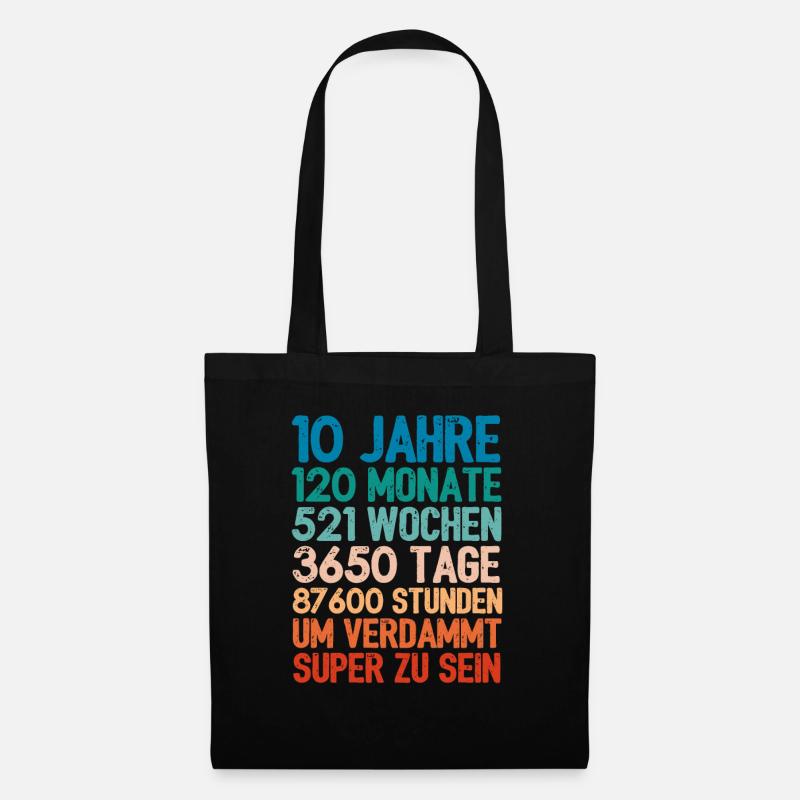 Geburtstagsgeschenk 10 Jährige 10. Geburtstag - Stoffbeutel - Schwarz