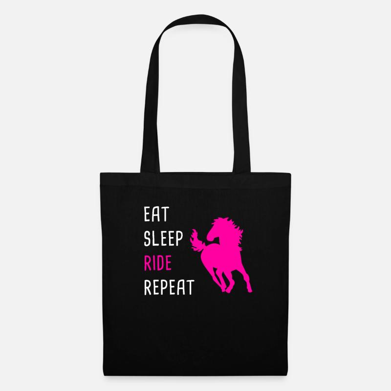 Eat sleep ride repeat Pferde - Stoffbeutel - Schwarz