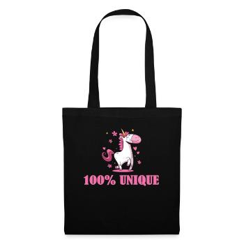 100% unique Einhorn Reiten Reiter Geschenk - Stoffbeutel - Schwarz - Vorne