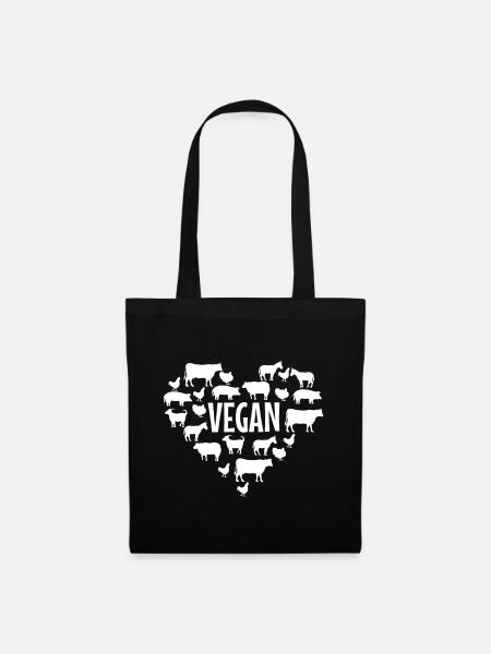 Vegan Veganer Tierschutz Tierschützer Vegetarier - Stoffbeutel - Schwarz