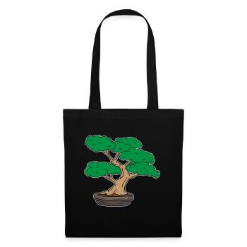 Bonsai Baum Pflanzen Japan Baumschnitt Geschenk - Stoffbeutel - Schwarz - Vorne