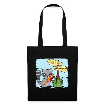 Sac de bonbons de raton laveur d'inscription scolaire - Sac en tissu - noir - Devant
