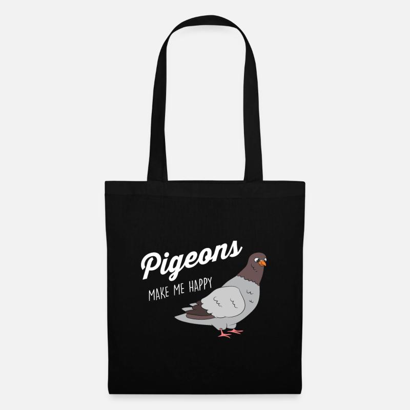 Taube - Pigeons make me Happy - Stoffbeutel - Schwarz