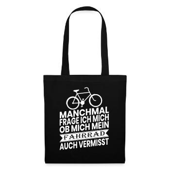 Ob mein Bike mich auch vermisst Fahrrad Geschenk - Stoffbeutel - Schwarz - Vorne
