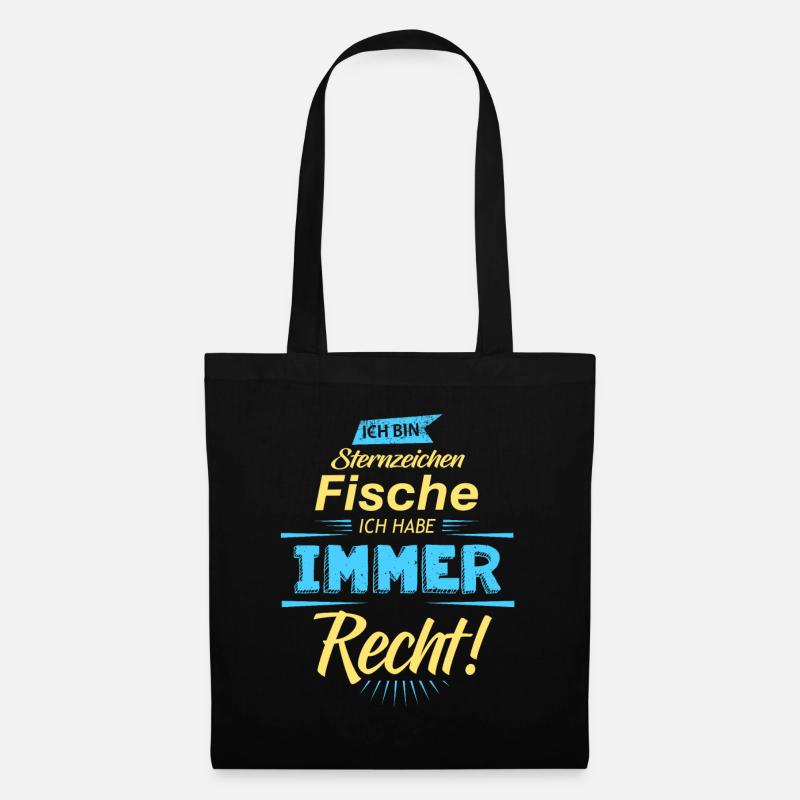 Sternzeichen Fische Spruch - Stoffbeutel - Schwarz