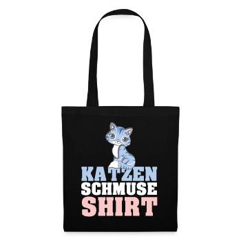 Katzen Schmuse Shirt Katze kuscheln streicheln Kat - Stoffbeutel - Schwarz - Vorne