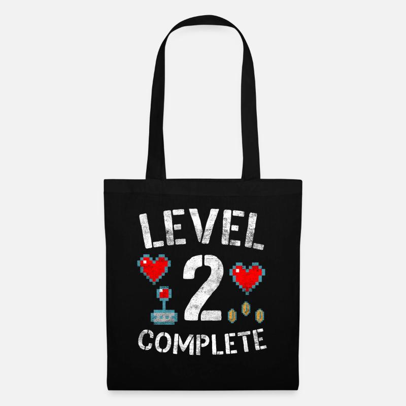 Level 2 Beenden Sie den 2. Hochzeitstag-Videospiel - Stoffbeutel - Schwarz