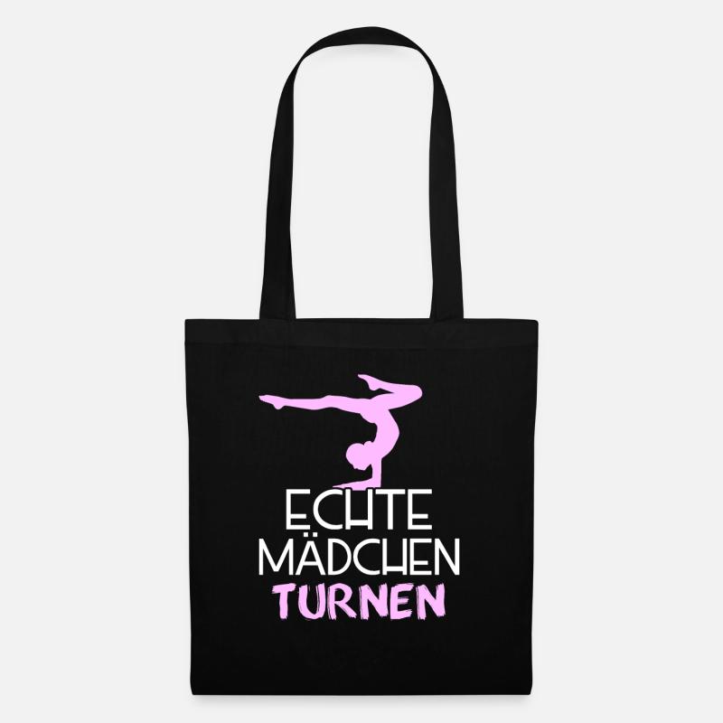 Echte Maedchen Turnen Geschenk - Stoffbeutel - Schwarz