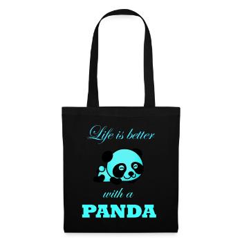 Panda - Stoffbeutel - Schwarz - Vorne