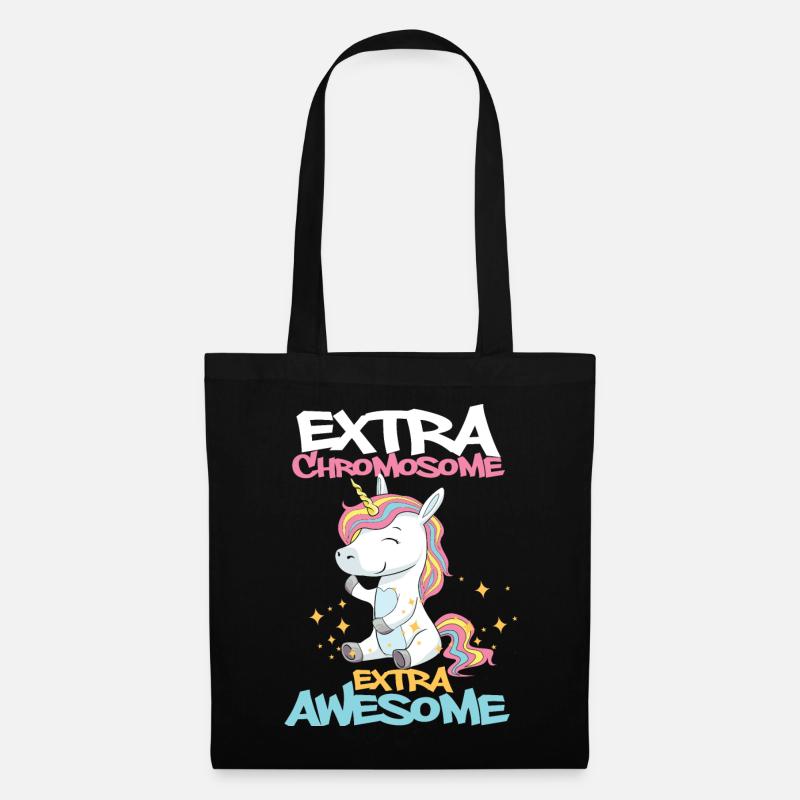 Chromosome Unicorn Down Syndrom Spruch Geschenk - Stoffbeutel - Schwarz