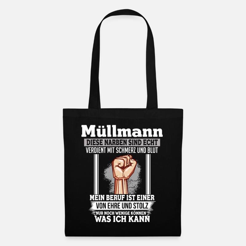 Müllmann Ehre Stolz Narben Faust Beruf - Stoffbeutel - Schwarz