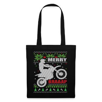 Hässliche Weihnachten für Motocross, Enduro, Dirt Bike - Stoffbeutel - Schwarz - Vorne