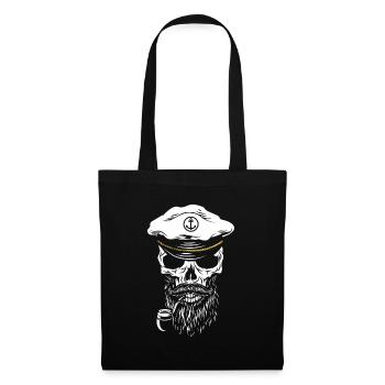 Crâne de capitaine avec barbe et sifflet - Sac en tissu - noir - Devant