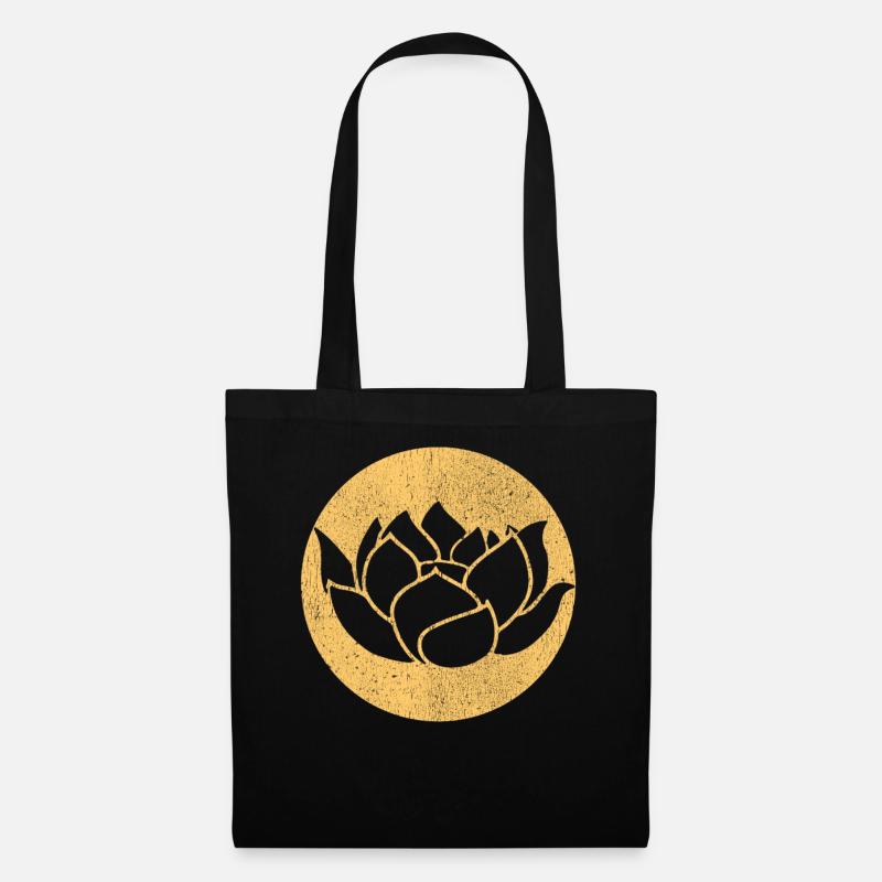 Yoga Lotus Kontur Silhouette - Stoffbeutel - Schwarz