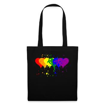 LGBT coloré coeur symbole lesbienne gai bi cadeau - Sac en tissu - noir - Devant