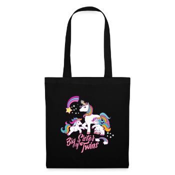 Big sister of twins unicorn girl - Tote Bag - black - Front