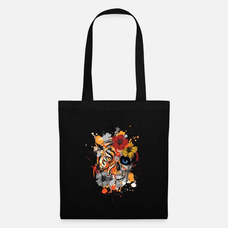 TIGER und SCHÄDEL - Stoffbeutel - Schwarz