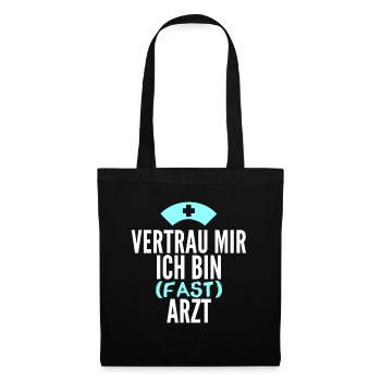 Fast Arzt Lustig Geschenk - Stoffbeutel - Schwarz - Vorne