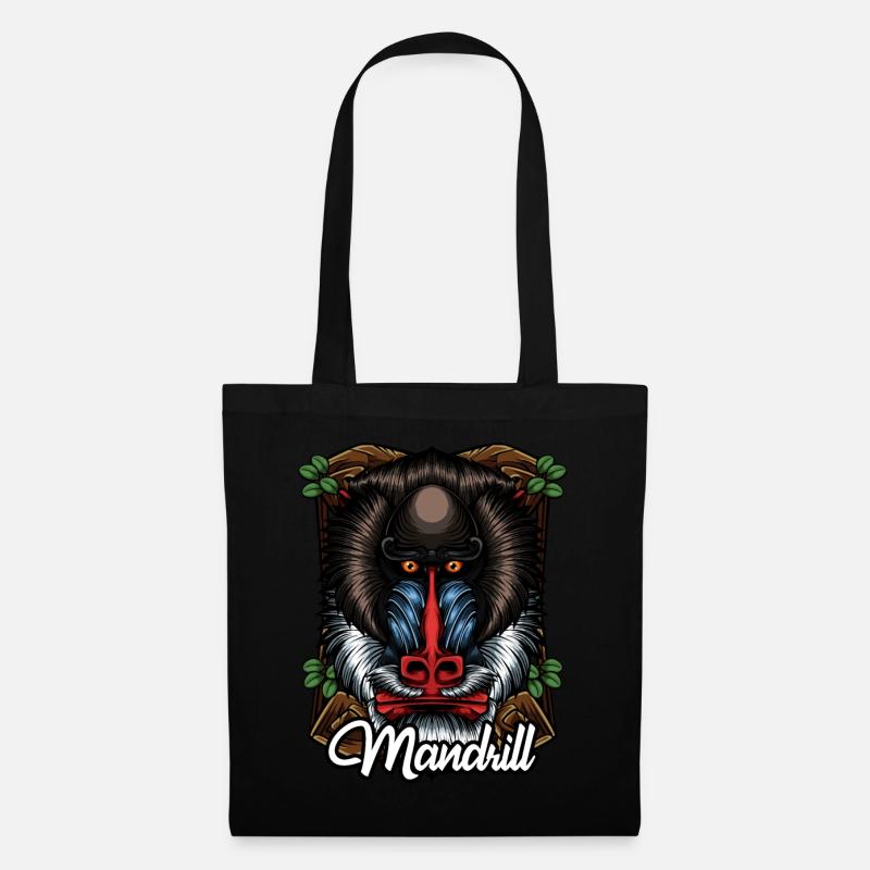 Monkey face Mandrill colorful monkey gift - Tote Bag - black
