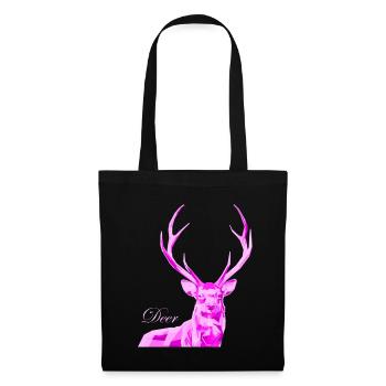 Cerf rose - Sac en tissu - noir - Devant